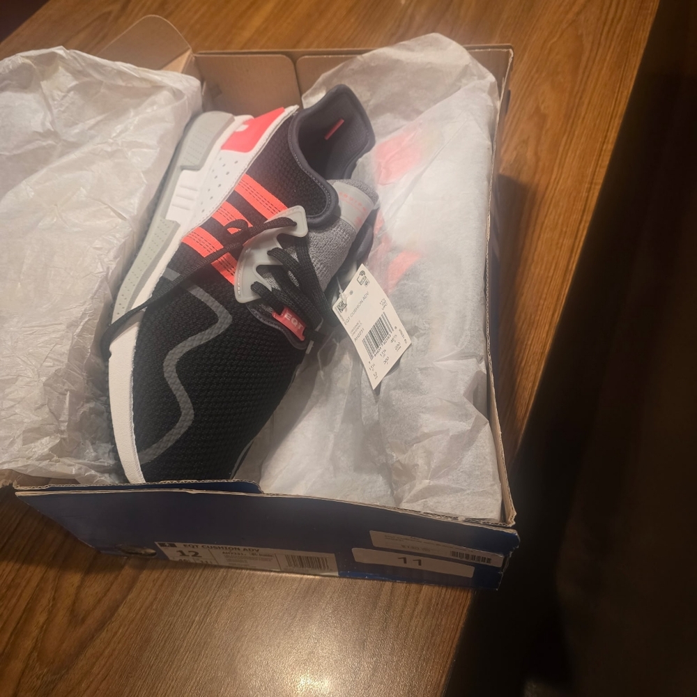 adidas Men's Black Orange With White Sneakers Brand New In Box